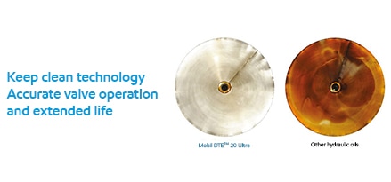 Keep clean technology, accurate valve operation, and extened life with Mobil DTE Ultra compared to other hydraulic oils.