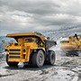 Yellow haul truck for mining industry