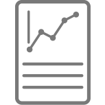 Gray icon of a report with a line graph and text lines